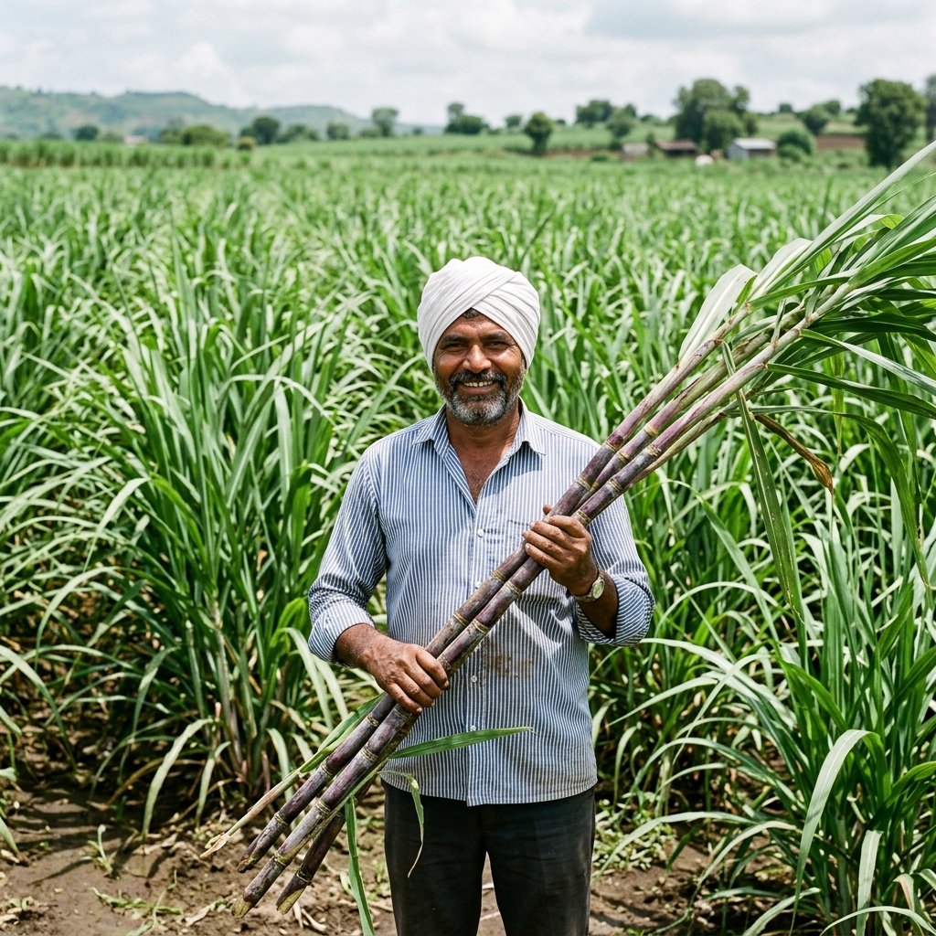 Farmer with Sugarcane